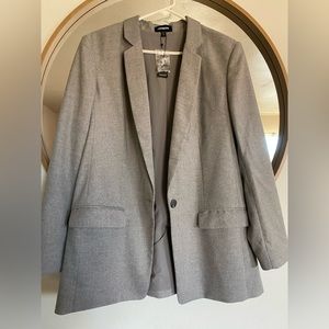 Grey business suit jacket.